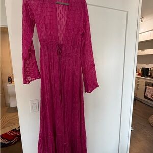 Women's Fuchsia Maxi Dress with Textured Detail